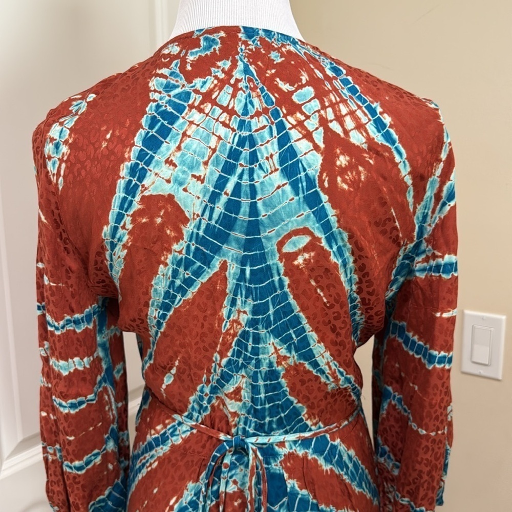 Young Fabulous & Broke Belle Midi Wrap in Mud Savannah Wash Wrap Dress Small - Picture 7 of 9